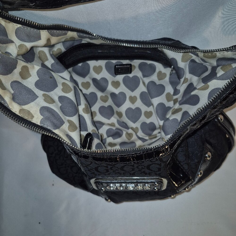 GUESS VINTAGE studded shoulder bag, Black and silver, 13X20 - Picture 14 of 15